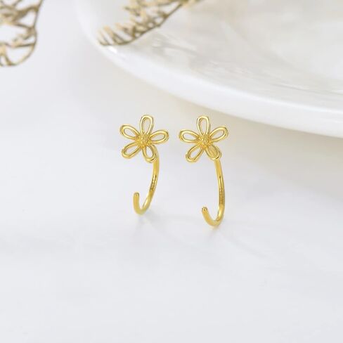 أقراط صلب 14K ذهبية HAGGIE HOUP OPAL/Butterfly/Infinity/Heart/Cross/Triangle/Lightning/Daisy Cute Hug Hup أقراط للنساء هدية مجوهرات راقية كل يوم لها in Kuwait