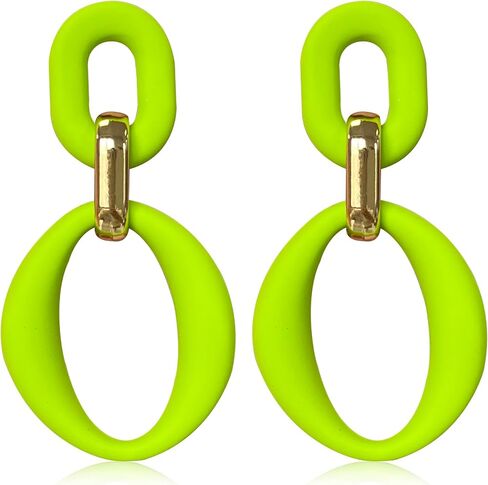 Neon Acrylic oval Earrings Fashion Acrylic Oval Link Hoop Statement Drop Earrings for Women in Saudi Arabia