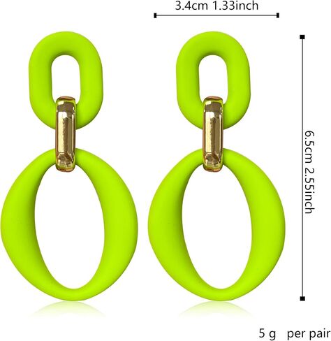 Neon Acrylic oval Earrings Fashion Acrylic Oval Link Hoop Statement Drop Earrings for Women in Saudi Arabia
