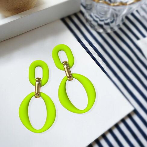 Neon Acrylic oval Earrings Fashion Acrylic Oval Link Hoop Statement Drop Earrings for Women in Saudi Arabia