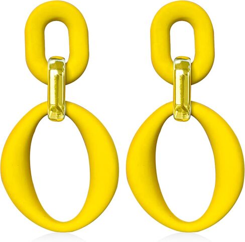 Neon Acrylic oval Earrings Fashion Acrylic Oval Link Hoop Statement Drop Earrings for Women in Saudi Arabia