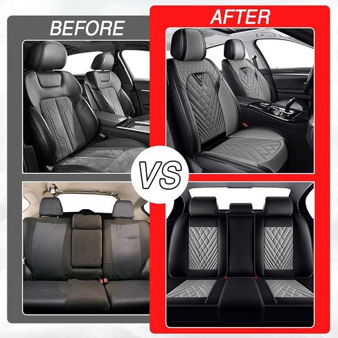 Car Seat Covers for Hyundai Elantra 1999-2025, Premium Nappa Leather Waterproof & Anti-Slip, Full Coverage Customized fit Hyundai Elantra Seat Covers Full Set (5 Seats Standard,Black-Gray) in Saudi Arabia