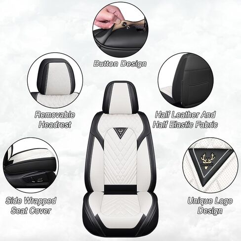 Car Seat Covers for Hyundai Elantra 1999-2025, Premium Nappa Leather Waterproof & Anti-Slip, Full Coverage Customized fit Hyundai Elantra Seat Covers Full Set (5 Seats Standard,Black-Gray) in Saudi Arabia