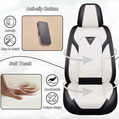 Car Seat Covers for Hyundai Elantra 1999-2025, Premium Nappa Leather Waterproof & Anti-Slip, Full Coverage Customized fit Hyundai Elantra Seat Covers Full Set (5 Seats Standard,Black-Gray) in Saudi Arabia