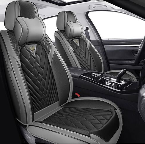 Car Seat Covers for Hyundai Elantra 1999-2025, Premium Nappa Leather Waterproof & Anti-Slip, Full Coverage Customized fit Hyundai Elantra Seat Covers Full Set (5 Seats Standard,Black-Gray) in Saudi Arabia
