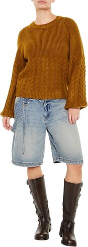Forever 21 Women's Peasant-Sleeve Cable Knit Sweater in Saudi Arabia