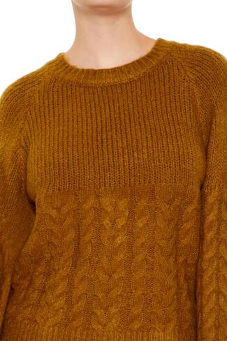 Forever 21 Women's Peasant-Sleeve Cable Knit Sweater in Saudi Arabia