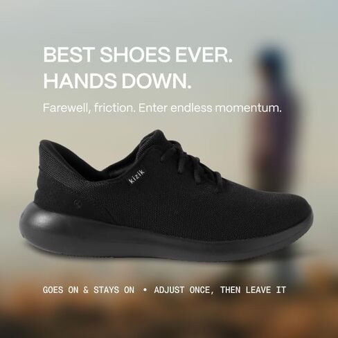 Kizik Madrid Hands Free Mens and Womens Sneakers, Casual Slip On Shoes for Women or Men, Comfortable for Walking, Women's and Men's Fashion Sneakers for Any Occasion - Black/Black, M11.5 / W13 in Kuwait