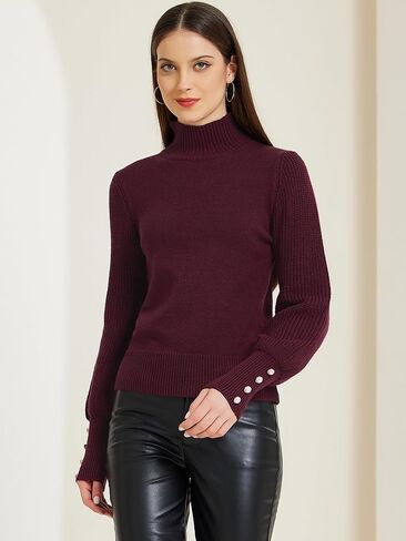 Allegra K Women's Ribbed Long Sleeve Turtleneck Stretch Winter Pullover Knit Sweater Top in Saudi Arabia