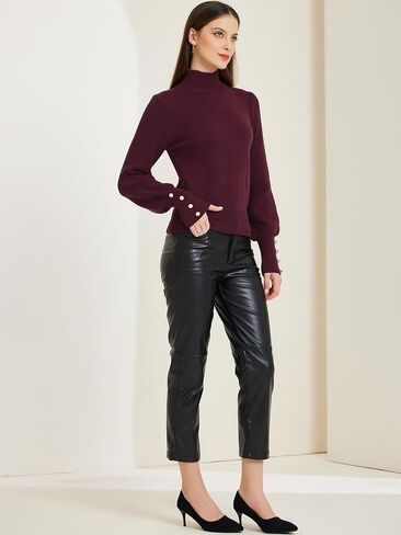 Allegra K Women's Ribbed Long Sleeve Turtleneck Stretch Winter Pullover Knit Sweater Top in Saudi Arabia