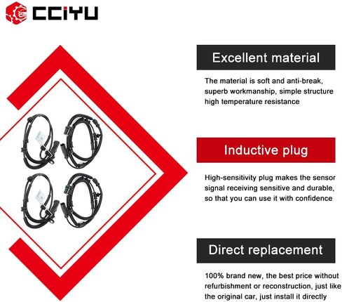 CCIYU 4PCS Front+الخلفية الخلفية اليسرى مستشعر سرعة ABS ملاءمة للفترة 2012-2016 لـ Chrysler Town and Country ، 2012-2017 لـ Dodge Grand Caravan ، 12-15 لـ RAM C/V يحل محل ALS2381 ALS2382 in Saudi Arabia