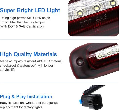 LED 3RD BRAKE LIGHT بديل لعام 1999-2006 Silverado Sierra 1500 2500 3500 HD High Mount Stop Third Brake Light & Cargo Light in Kuwait