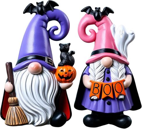 Halloween Decorations | Set of 2 Halloween Gnomes Decorations for home | Tomte Swedish Gnomes Resin Figurines for Indoor & Outdoor Garden Fall Gnome Table Centerpiece, Autumn Party Decor 4.2 "H in Kuwait