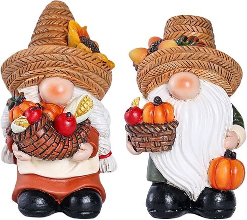 Halloween Decorations | Set of 2 Halloween Gnomes Decorations for home | Tomte Swedish Gnomes Resin Figurines for Indoor & Outdoor Garden Fall Gnome Table Centerpiece, Autumn Party Decor 4.2 "H in Kuwait
