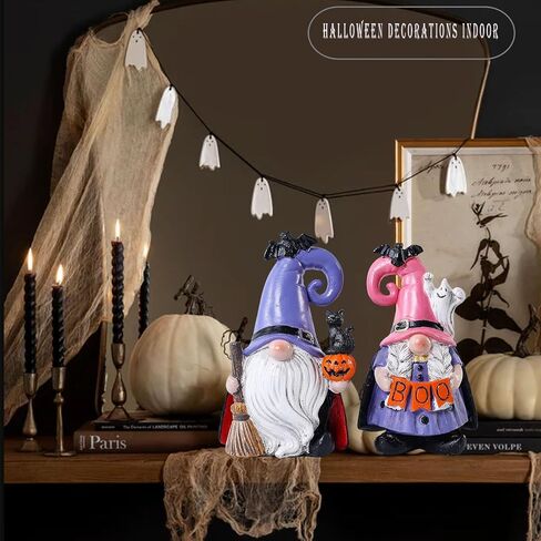 Halloween Decorations | Set of 2 Halloween Gnomes Decorations for home | Tomte Swedish Gnomes Resin Figurines for Indoor & Outdoor Garden Fall Gnome Table Centerpiece, Autumn Party Decor 4.2 "H in Kuwait