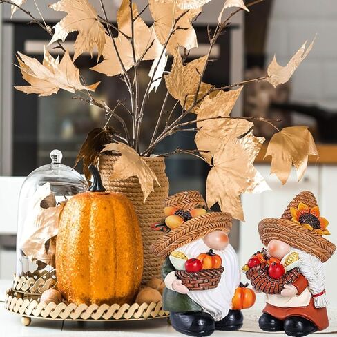 Halloween Decorations | Set of 2 Halloween Gnomes Decorations for home | Tomte Swedish Gnomes Resin Figurines for Indoor & Outdoor Garden Fall Gnome Table Centerpiece, Autumn Party Decor 4.2 "H in Kuwait