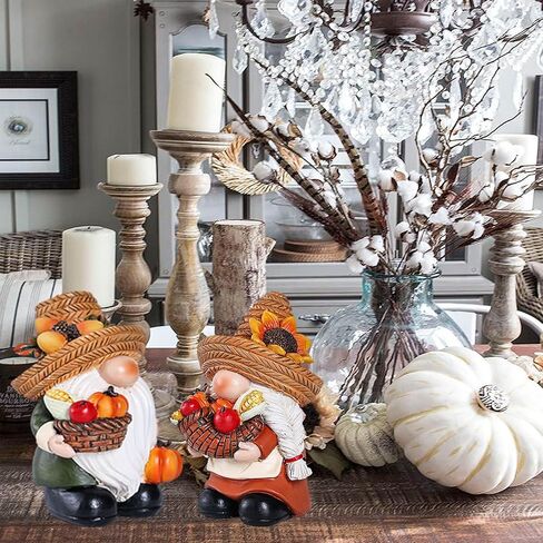 Halloween Decorations | Set of 2 Halloween Gnomes Decorations for home | Tomte Swedish Gnomes Resin Figurines for Indoor & Outdoor Garden Fall Gnome Table Centerpiece, Autumn Party Decor 4.2 "H in Kuwait