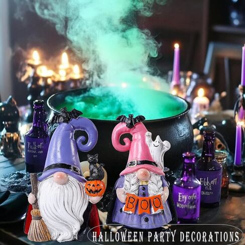 Halloween Decorations | Set of 2 Halloween Gnomes Decorations for home | Tomte Swedish Gnomes Resin Figurines for Indoor & Outdoor Garden Fall Gnome Table Centerpiece, Autumn Party Decor 4.2 "H in Kuwait