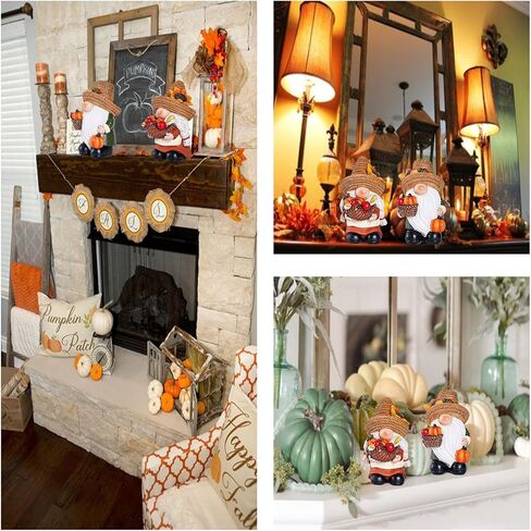 Halloween Decorations | Set of 2 Halloween Gnomes Decorations for home | Tomte Swedish Gnomes Resin Figurines for Indoor & Outdoor Garden Fall Gnome Table Centerpiece, Autumn Party Decor 4.2 "H in Kuwait