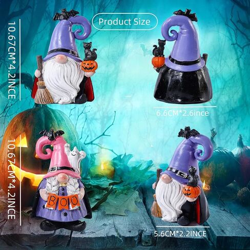 Halloween Decorations | Set of 2 Halloween Gnomes Decorations for home | Tomte Swedish Gnomes Resin Figurines for Indoor & Outdoor Garden Fall Gnome Table Centerpiece, Autumn Party Decor 4.2 "H in Kuwait