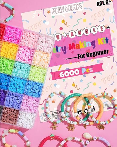 Friendship Bracelet Making Kit 6 Box 120 Colors Clay Beads Heishi Beads Jewelry Making Kit Letter Beads Charms Pearl Cute Chams Holiday Gifts for Girls Adults in Kuwait