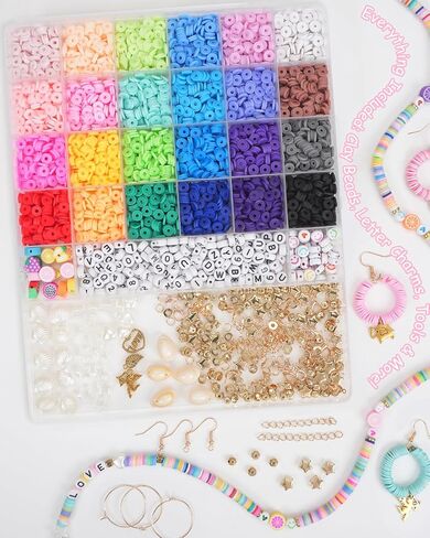 Friendship Bracelet Making Kit 6 Box 120 Colors Clay Beads Heishi Beads Jewelry Making Kit Letter Beads Charms Pearl Cute Chams Holiday Gifts for Girls Adults in Kuwait