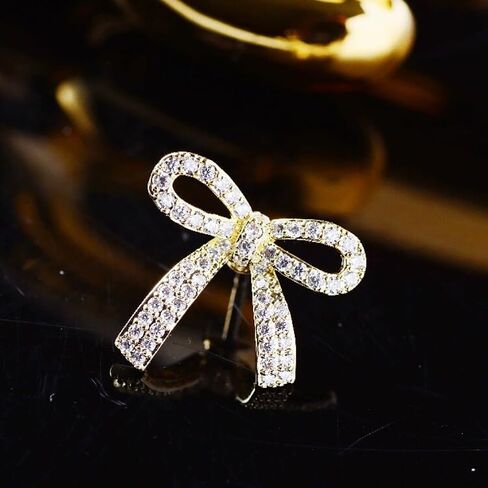 Dainty Bow Knot Brooch Pin Rhinestone Cubic Zirconia Ribbon Bow Lapel Pins Clip Sweater Suit Dress Backpack Brooches Pins for Women Girls Cute Jewelry Gifts Christmas in Saudi Arabia