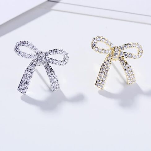 Dainty Bow Knot Brooch Pin Rhinestone Cubic Zirconia Ribbon Bow Lapel Pins Clip Sweater Suit Dress Backpack Brooches Pins for Women Girls Cute Jewelry Gifts Christmas in Saudi Arabia