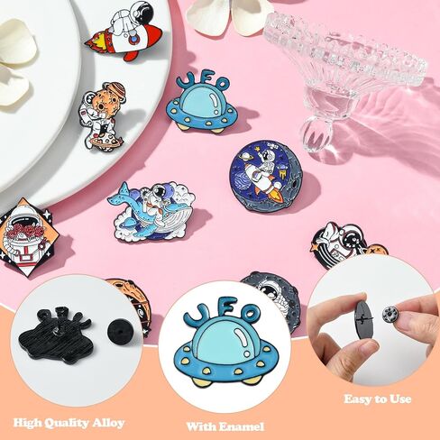 6/9 PCS Alloy Enamel Brooch Pins Cute Cat/Salamander/Cartoon Dog/Barbie Pink/Space etc Theme Pins Lapel Pin Set Brooch Pin for Backpacks Badges Hats Bags in Kuwait