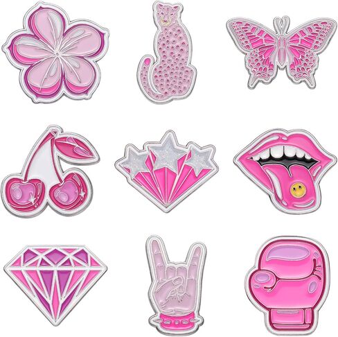 6/9 PCS Alloy Enamel Brooch Pins Cute Cat/Salamander/Cartoon Dog/Barbie Pink/Space etc Theme Pins Lapel Pin Set Brooch Pin for Backpacks Badges Hats Bags in Kuwait