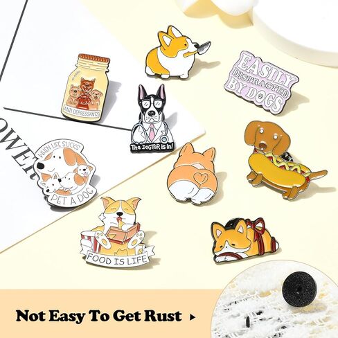 6/9 PCS Alloy Enamel Brooch Pins Cute Cat/Salamander/Cartoon Dog/Barbie Pink/Space etc Theme Pins Lapel Pin Set Brooch Pin for Backpacks Badges Hats Bags in Kuwait