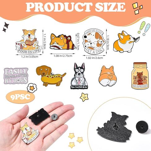 6/9 PCS Alloy Enamel Brooch Pins Cute Cat/Salamander/Cartoon Dog/Barbie Pink/Space etc Theme Pins Lapel Pin Set Brooch Pin for Backpacks Badges Hats Bags in Kuwait