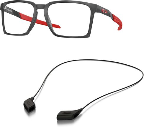 Oakley OX8055 Eyeglasses Bundle: OX 8055 EXCHANGE 805504 Satin Black and Large Black leash Accessory kit in Saudi Arabia