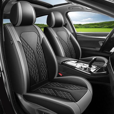أغطية مقاعد Honda Civic 2016-2024 2025: أغطية مقاعد أمامية من الجلد الصناعي وواقي وسادة السيارة (مجموعتان أماميتان، أسود) in Saudi Arabia
