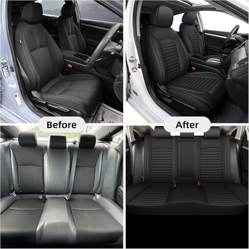 Seat Covers for Honda Civic 2016-2024 2025: Front Faux Leather Seat Covers Car Cushion Protector (2 Front Set, Black) in Kuwait