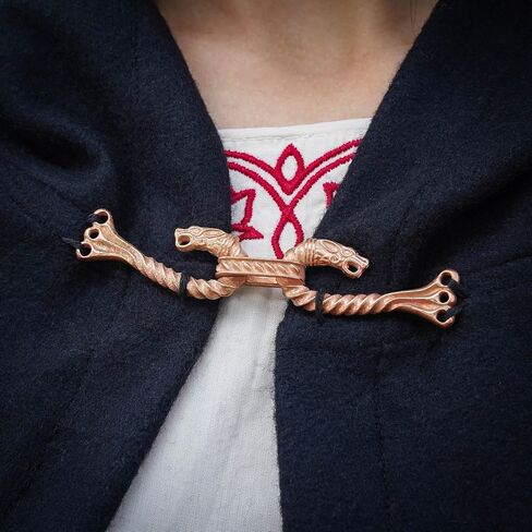 Lord of Battles Medieval Cloak Pin (Made of Bronze) | Viking Celtic Brooch Pin Dragon Design Hook for Cloak Scarf, Shawl | Handmade Cloak Clasp Lost-Wax Cast Bronze in Saudi Arabia