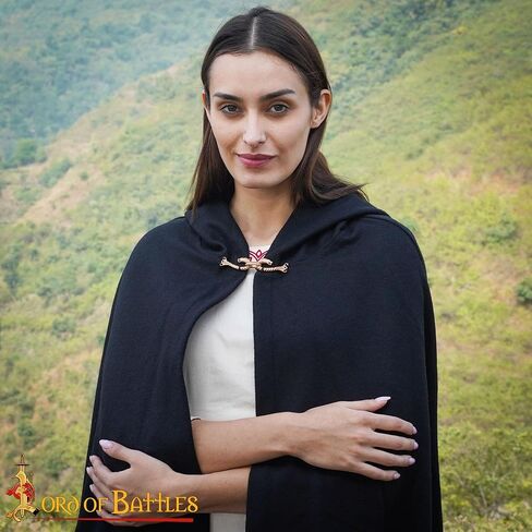 Lord of Battles Medieval Cloak Pin (Made of Bronze) | Viking Celtic Brooch Pin Dragon Design Hook for Cloak Scarf, Shawl | Handmade Cloak Clasp Lost-Wax Cast Bronze in Saudi Arabia