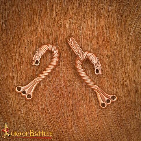 Lord of Battles Medieval Cloak Pin (Made of Bronze) | Viking Celtic Brooch Pin Dragon Design Hook for Cloak Scarf, Shawl | Handmade Cloak Clasp Lost-Wax Cast Bronze in Saudi Arabia