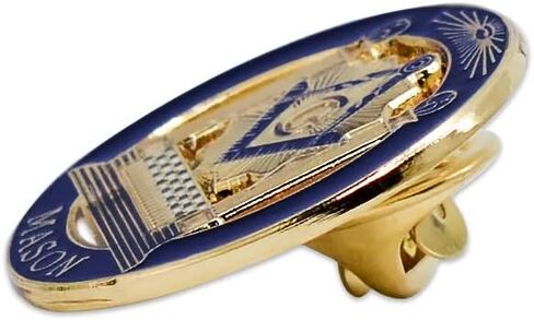 Square & Compass with Double Column Round Masonic Lapel Pin - [Blue & Gold][1'' Diameter] in Saudi Arabia