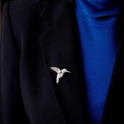 Magic Zoo Hummingbird Pin - Ruby Throated Hummingbird Brooch Handcrafted Pewter and Enamel Pin Made in the USA in Kuwait