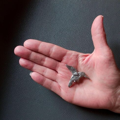 Magic Zoo Hummingbird Pin - Ruby Throated Hummingbird Brooch Handcrafted Pewter and Enamel Pin Made in the USA in Kuwait