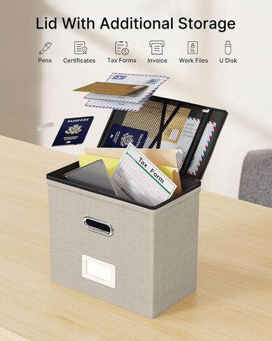 Oterri File Organizer Boxes with Lids, File Box with Mesh Pockets, Document Organizer Box for Letter Size Folders, Zippers Important Document Organizer (Dark Blue, Small-1 Pack Without Folders) in Saudi Arabia