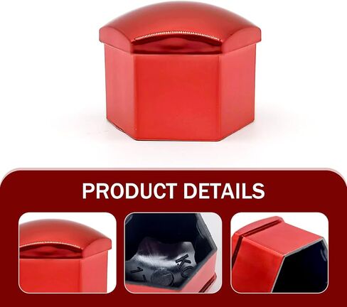 20 PCS Car Hub Nut Cover ، سداسي سيارة إطارات الإطارات مع أداة إزالة ، ملحقات زخرفية متينة للوقاية من الغبار ، Universal لمعظم السيارات (أحمر) in Saudi Arabia