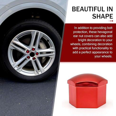 20 PCS Car Hub Nut Cover ، سداسي سيارة إطارات الإطارات مع أداة إزالة ، ملحقات زخرفية متينة للوقاية من الغبار ، Universal لمعظم السيارات (أحمر) in Saudi Arabia
