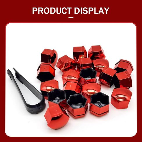 20 PCS Car Hub Nut Cover ، سداسي سيارة إطارات الإطارات مع أداة إزالة ، ملحقات زخرفية متينة للوقاية من الغبار ، Universal لمعظم السيارات (أحمر) in Saudi Arabia