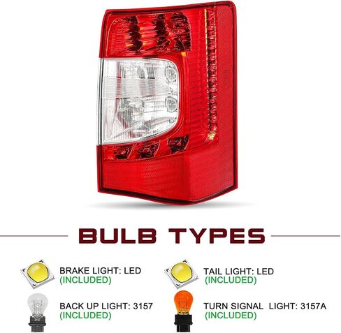 لعام 2011 2012 2013 2014 2015 2016 Chrysler Town & Country Tail Lights w/LED LED Halogen Assembly for 11-16 Town and Country Leachs Brake Brake Lamps ، LH Driver Side CH2800198 in Saudi Arabia