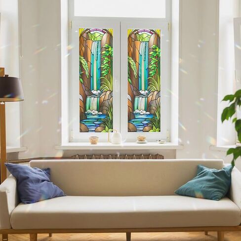 Aurora Borealis Dance Stained Glass Window Film, Decorative Aurora Borealis Dance Stained Glass Window Film, Aurora Borealis Dance Stained Glass Window Film for Bathroom Door Heat Anti UV in Kuwait