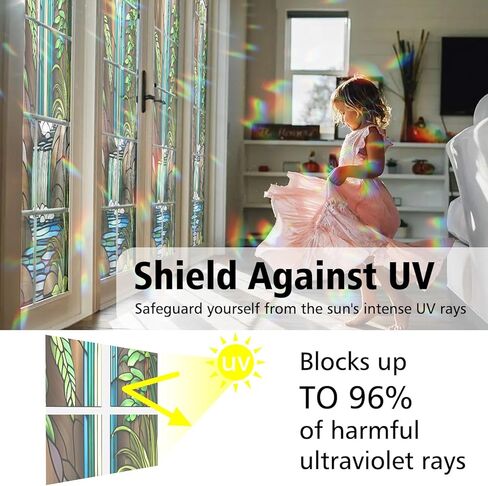 Aurora Borealis Dance Stained Glass Window Film, Decorative Aurora Borealis Dance Stained Glass Window Film, Aurora Borealis Dance Stained Glass Window Film for Bathroom Door Heat Anti UV in Kuwait