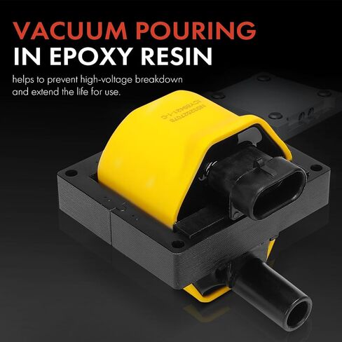 A-Premium (Yellow) Engine Ignition Coil Pack Compatible with Chevrolet Silverado 1500 & GMC Sierra 1500 & Cadillac Escalade & Buick Roadmaster & Isuzu NPR & Oldsmobile Bravada & Workhorse & Pontiac in Saudi Arabia