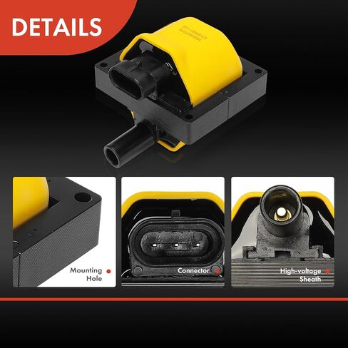 A-Premium (Yellow) Engine Ignition Coil Pack Compatible with Chevrolet Silverado 1500 & GMC Sierra 1500 & Cadillac Escalade & Buick Roadmaster & Isuzu NPR & Oldsmobile Bravada & Workhorse & Pontiac in Saudi Arabia